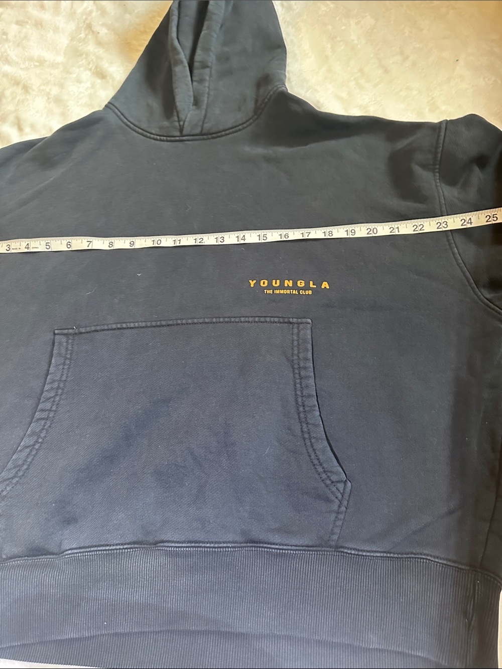 YoungLA Black Pullover Hoodie with Small Gold Logo - Picture 4 of 6